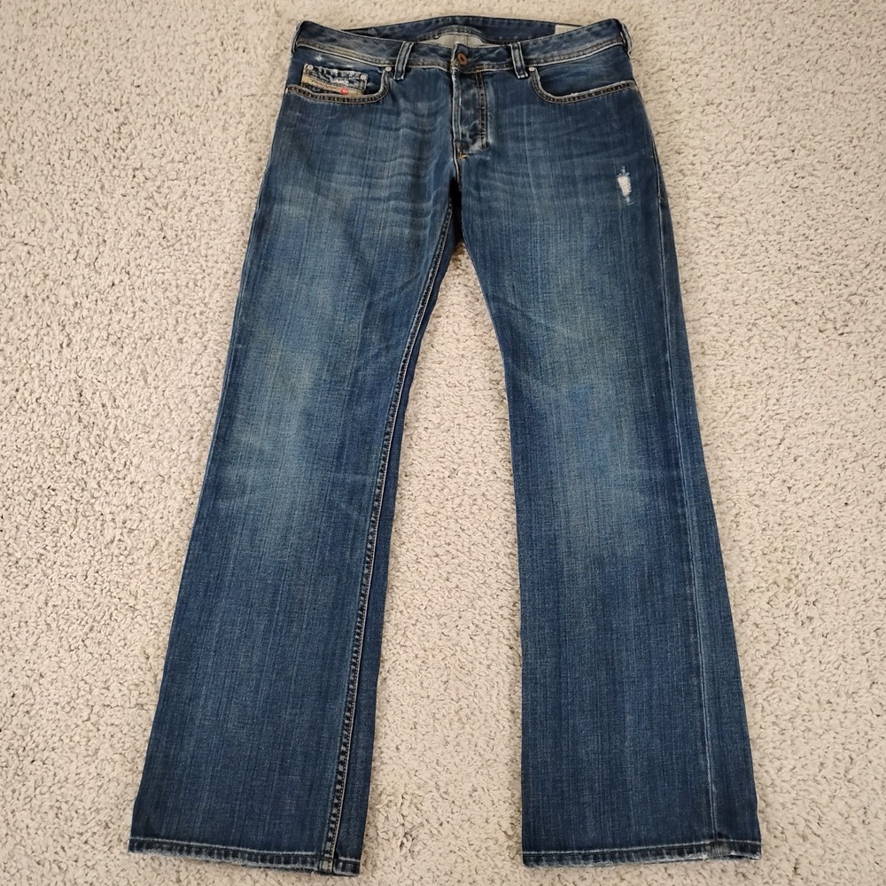 Diesel Jeans Mens 33x32 Blue Zatiny Boot Denim Flare Western Faded Button Fly